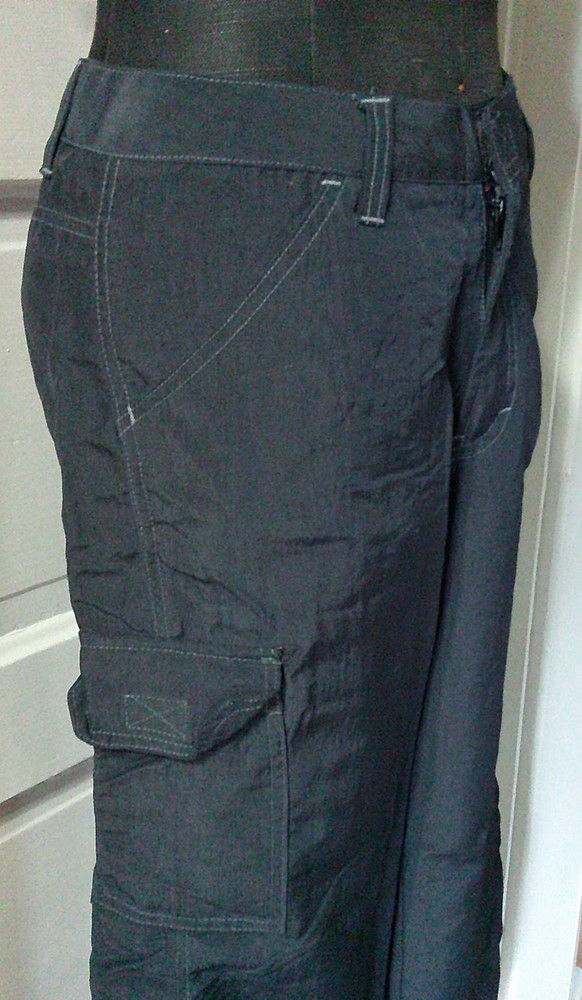 90’s UNIONBAY Black Slick Nylon Cargo Trouser Pants Slacks 1