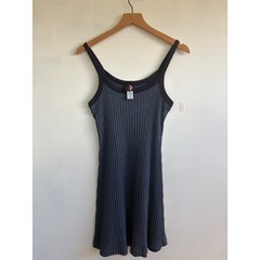 No Boundaries Vintage 90s coquette Ribbed Knit Mini Dress Blue Navy Scoop Neck M