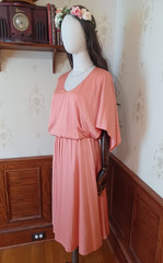 Vintage 1970s Patty O’Neill Peach Romantic Boho Flowy Disco Goddess Dress