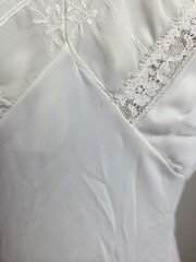 Vintage White Full Slip Nylon With Lace Detail S/M