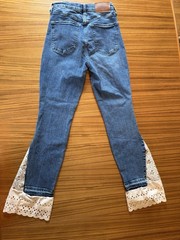 Upcycled Lucky Brand Bell Bottom Jeans Size 6/28 Festival Boho Art Denim