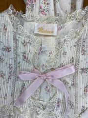 Vtg 80s Barbizon Cream Floral Nightgown Long Sleeves Pleates Cottage Core Sz L
