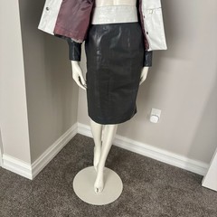 G-III Vintage 1980’s Women’s Gray Leather Jacket And Matching Pencil Skirt