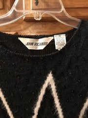 Vtg JOHN RICHARD ANGORA BLEND LONG BLACK EMBELLISHED MAXI SWEATER DRESS SMALL