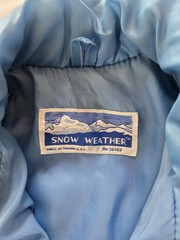 Vintage Jacket 1970’s Womens Blue Striped Snow Weather Taiwan Full Zip Ski