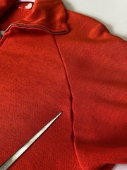 Vintage 70s S Zip Robe Lounge Sweatshirt Dress Red Orange