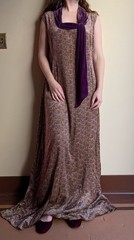 Antique 1920s 1930s Purple Silk Velvet Corduroy Gown Size M/L