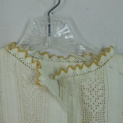 Antique Linen Chemise Nightgown Victorian Edwardian Lace Pullover 3/4 Sleeve