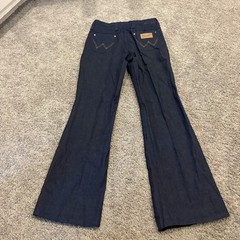 Vintage 70s Wrangler Bell Bottom Patch Pocket Flare Jeans 11/12 30×32 USA NOS