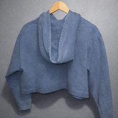 Vintage 90s Y2K UNIONBAY Crop Top Hoodie – Sz. S – Blue Sweatshirt Hood Shirt