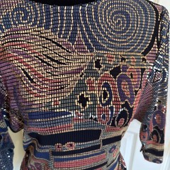 Vintage 80’s Janine Hand Painted Metallic Mosaic Print Cache Mini Dress Sz Small