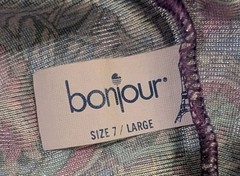 Vintage 80’s Bonjour Teddy Bodysuit Purple Floral High Cut Ruffle Lace 7 M/L