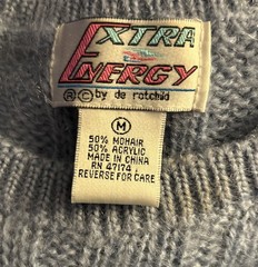Vintage 1980s Extra Energy De Rotchild Blue Cropped Mohair Blend Sweater Medium