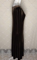 VTG Eddie Bauer Brown Flat Stretch Velvet Long Shift Dress Size Medium 36 Bust