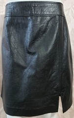 Black Leather Pencil Skirt Size 10 Zip/Slit/ Vintage Amati Argentina