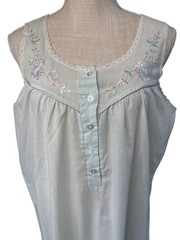 Vintage White Nightgown With Floral Embroidery & Ruffle Hem – Soft Cotton Blend