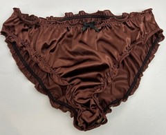 Glossy Butter Second Skin Satin Bikini Panties Sissy Wet Look Silky Ruffles M/L