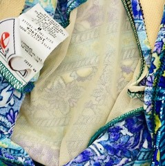 Vintage Cole of California Green Blue White Multicolor Swimsuit Size 8. 60s 70s