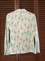 vintage blouse Hamilton 8 Dallas, white with mint green giraffe medium size