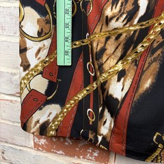 Caché Vintage Equestrian Chain Print Ruched Sheath Dress 12 Old Money Cap Sleeve
