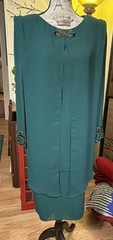 VINTAGE 1980s PATRA DRESS GREEN BEADS SEQUINS OVERLAY POLYESTER SIZE 12