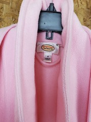 Vintage Pink Bath Robe Fleece Size M With 3 Pockets Belt And Belt Loops Long