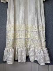 Vintage Dress 70s Gunne Sax Style Edwardian White Lace Cream High Neck Prairie S