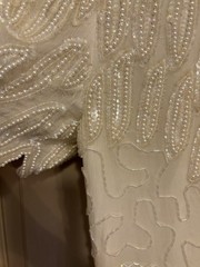 Vintage Lawrence Kazar NY 100% Silk Ivory Chic Bead/Sequin Wiggle Dress~10~EXC