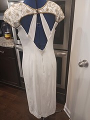 Vintage Off White and gold Beaded Sequin Vintage Backless Nightway Dress 8