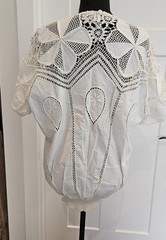 VTG NOS Hand Made BANDO Crochet Lace 100% Cotton Linen Tunic Large Women’s Top