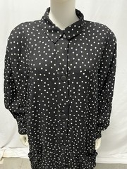 Vintage Harper Greer Black Dots Relaxed Modernist Tunic Shirt Dress Womens M