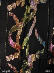 VTG USA Beautiful Multi Color Party Blouse Shiny Sheer Embroidery Size 11/12
