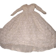 1950’s VTG Lace Tiered Wedding Gown Cupcake Tulle Wedding Dress ❤️ Sz 12 UNION