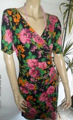 E. HUNGARIAN ORIGINAL VINTAGE 80s 100% Cotton Dress/Dress Size L Flower Fancy