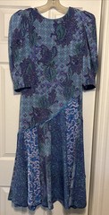 Vintage 1980’s Maggie Shepherd Woman’s Blue & Purple Scalloped Bottom Dress