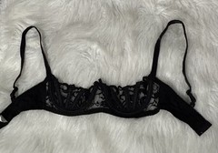 Empire Intimates Black Open Nipple Lace Sheer Nylon Underwire Bra 34A/B
