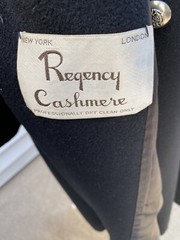 Vintage Regency Cashmere Union Made US Black Long Coat Button Overcoat Size 4