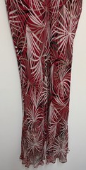 Vtg Y2K Willi Smith 100% Silk Maxi Skirt Red White Leaf Cottagecore Fairy Sz 10