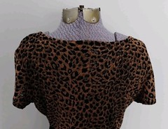 Vtg Gantos Mini Dress Woman’s Stretch Opaque Black Animal Print Fit & Flare XS/S