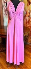 1960’ Claire Sandra Lucie Ann Hollywood Goddess Pink Lounge Gown Gold Tag
