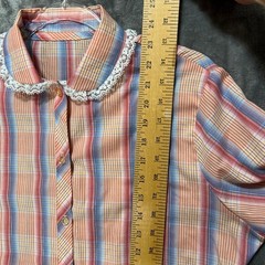 VTG Metallic Plaid Lace Peter Pan Collar Blouse Sz L Cottagecore Western Retro