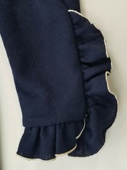 Women Nancy Greer Navy Blue Vintage Collar White Trim Long Sleeve Dress Medium