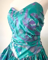 Vintage STUDIBAKER HAWK hand screen printed dress – aqua/blue – size 10 – c1980s