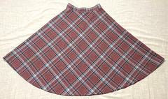 Vintage Circle Skirt Plaid Tartan Red Wool 60s Homemade Dark Academia Preppy