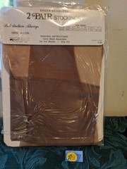 Vintage Thigh High Stockings Seamless 1pr Nylons Mist Tone 10-1/2 #7
