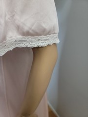 Vintage Miss Elaine 100% Antron Nylon Pink Nightgown White Lace Detail Size Smal