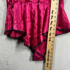 Cacique Escapades Bodysuit Womens M Pink Vintage Lace Satin Teddy Lingerie
