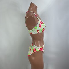 Vintage 90s 80s Floral Rose Bikini Swimsuit Sexy 7/8 Underwire High Cut NWOT USA