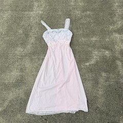 VTG Pin-up Sheer 50/60’s Long Nylon Nightgown Slip lace Pink Edwards Lingerie