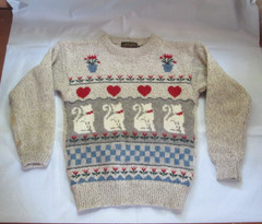 Vintage 1980’s Eddie Bauer Woman’s Wool Blend Sweater Size S/P Cat Decorated!